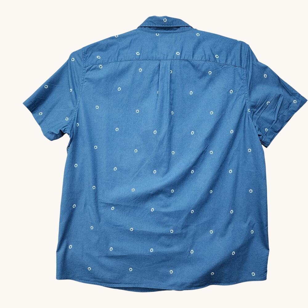 American Eagle Mens XXXL Button Down Shirt Blue Circle Print Short Sleeve Cotton - Picture 4 of 9